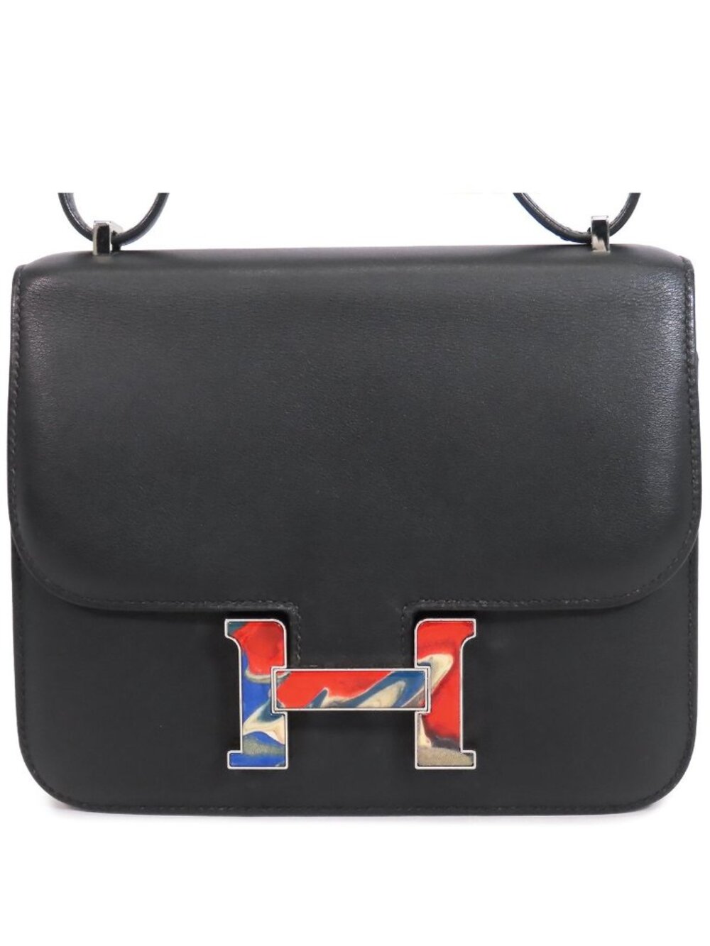 Hermes Constance 3 Mini Black Silver Swift Marble Shoulder Bag